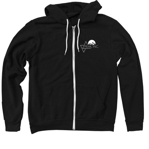 PEAK, a Black Zip Up Hoodie