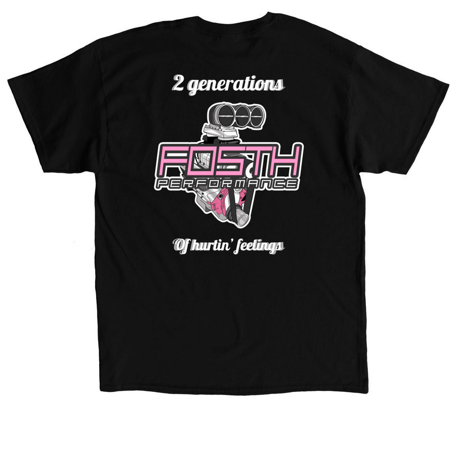 Pink logo, a Black Classic Unisex Tee (back-view)