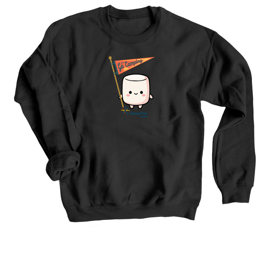 Let's Go Camping, a Black Crewneck Sweatshirt