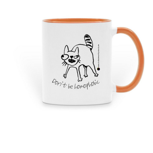 Funky Cat Mug, a Orange Two-Tone Ceramic Mug