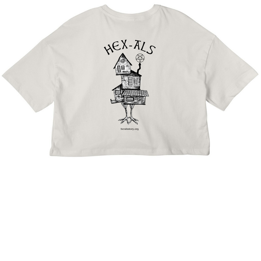 Hex ALS, a Vintage White Women?s Cropped Cotton Tee (back-view)