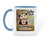 Coffee First, a Light Blue Two-Tone Ceramic Mug (back-view)