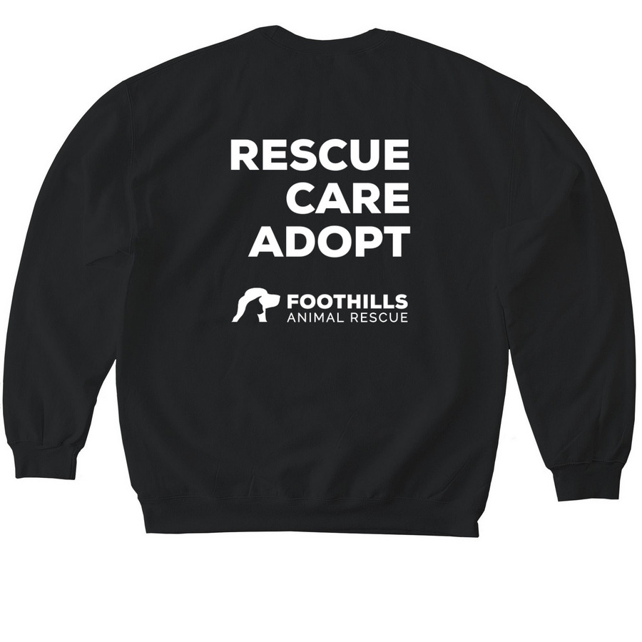 Sweatshirts - Rescue. Care. Adopt. White Logo, a Black Softstyle Crewneck Sweatshirt (back-view)