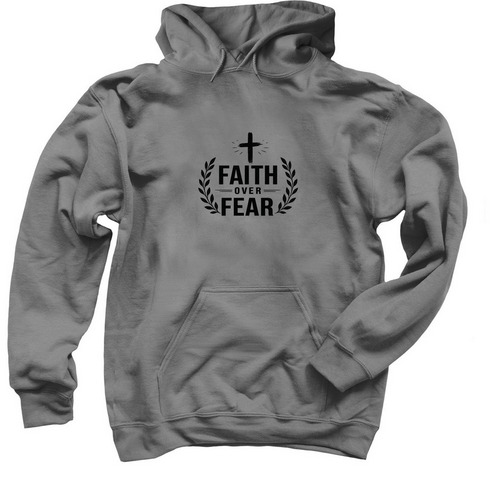 Faith over fear John 3:16 hoodie, a Charcoal Pullover Hoodie