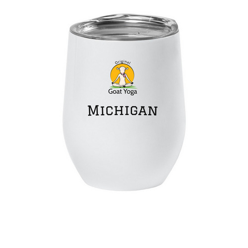 MICHIGAN Original Goat Yoga Wine Tumbler, a White Insulated Wine Cup