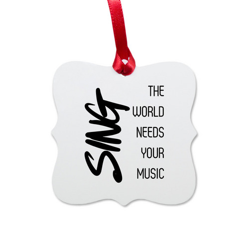 Sing! Ornament, a White Aluminum Square Ornament