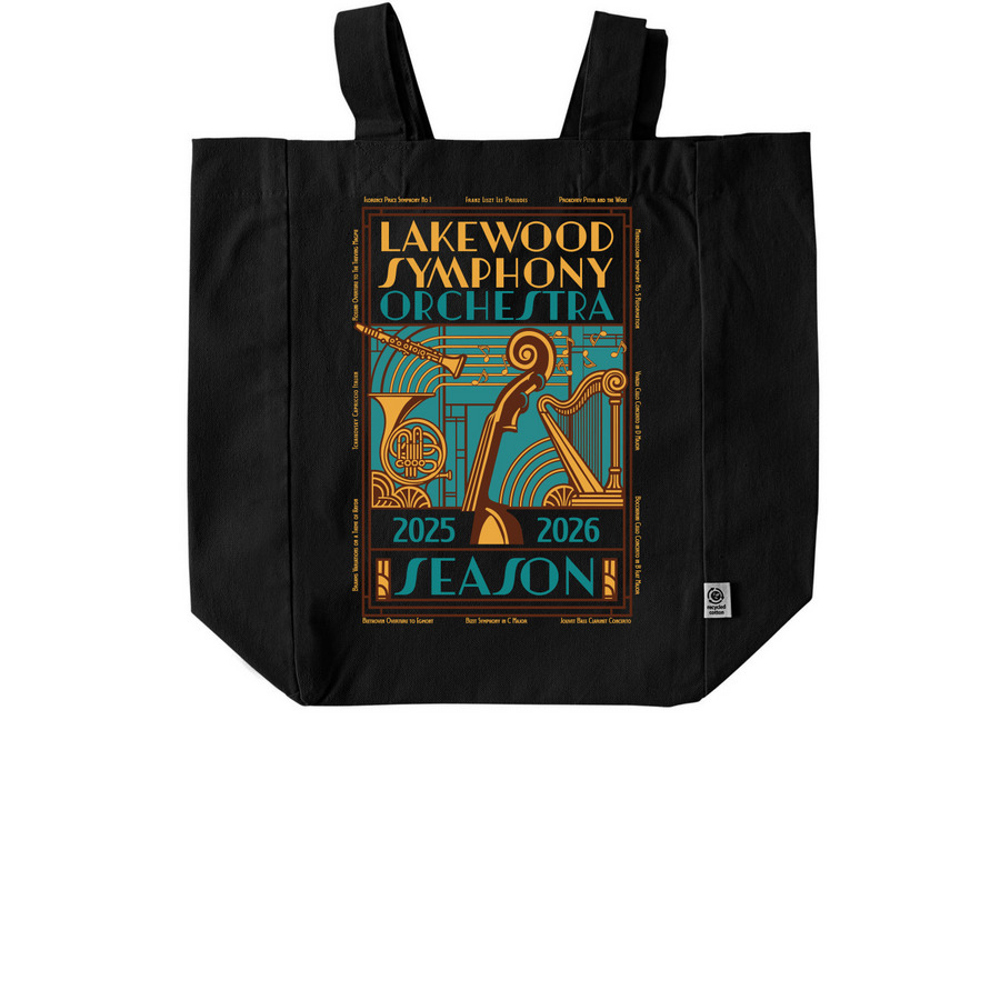 Carry your essentials in symphonic style., a Black Recycled Cotton Tote Bag