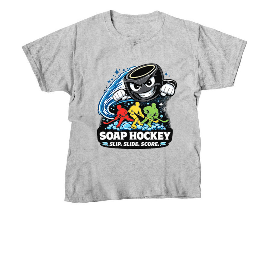 Retro Big Boy Soap Hockey Logo, a Sport Grey Youth Unisex Tee