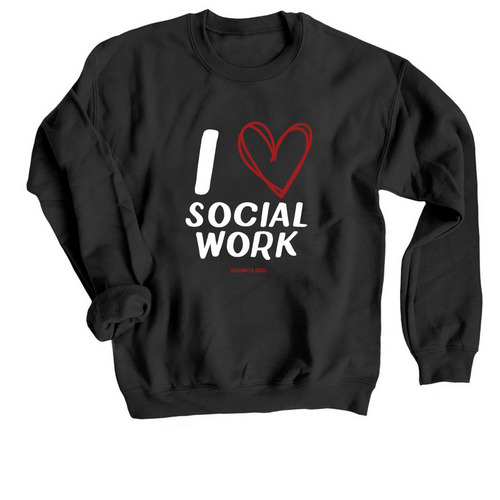 I Heart Social Work, a Black Crewneck Sweatshirt