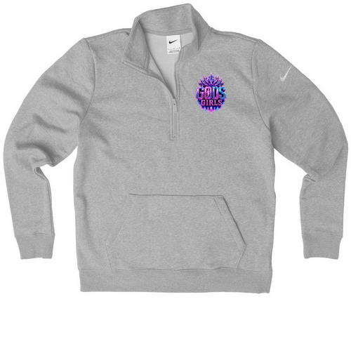 GODS GIRLS&nbsp;, a Dark Grey Heather Nike Women's Club Half Zip Pullover