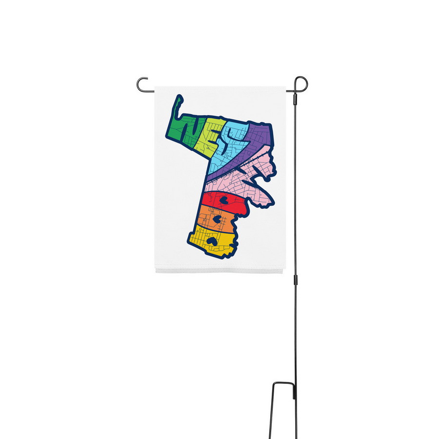 Color Westwood Map Yard Flag, a White 12" x 18" Yard Flag with Stake