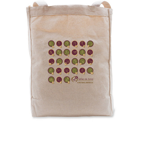Argentinian Manual Alphabet (LSA), a Natural Recycled Cotton Tote Bag