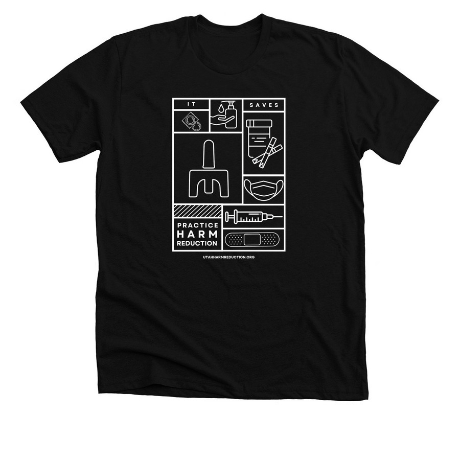 Practice Harm Reduction, a Solid Black Blend Premium Unisex Tee