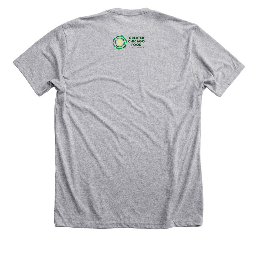 Support Your Local Food Bank, a Athletic Heather Premium Unisex Tee (back-view)