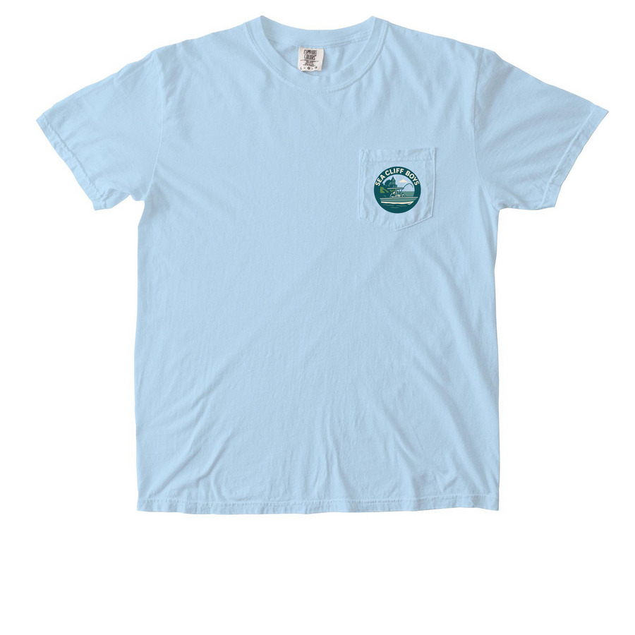 Multiple colors, long sleeve shirts, a Chambray Comfort Colors Pocket Tee