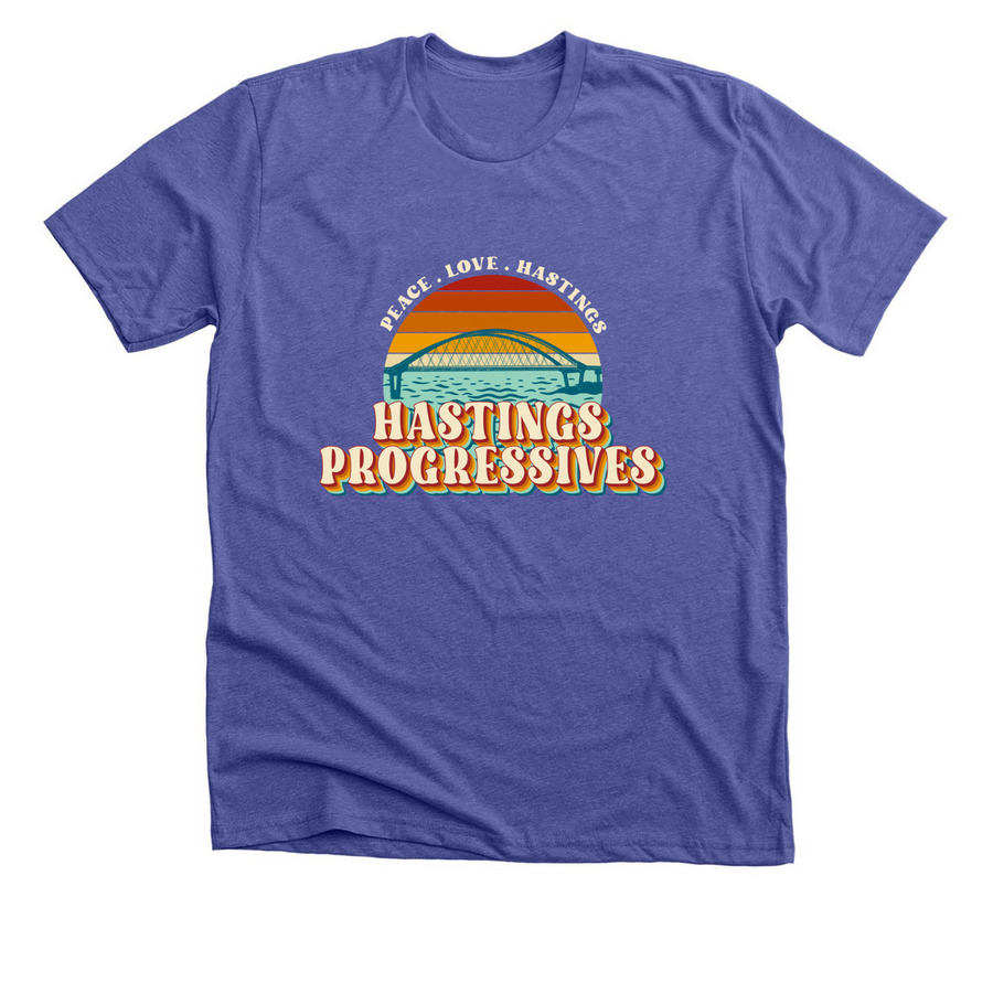 Hastings Progressives ? Bridge Logo, a Heather Lapis Premium Unisex Tee