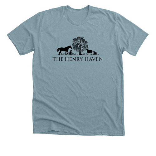 Henry Haven Logo Gear - Earth Tones, a Heather Blue Lagoon Premium Unisex Tee