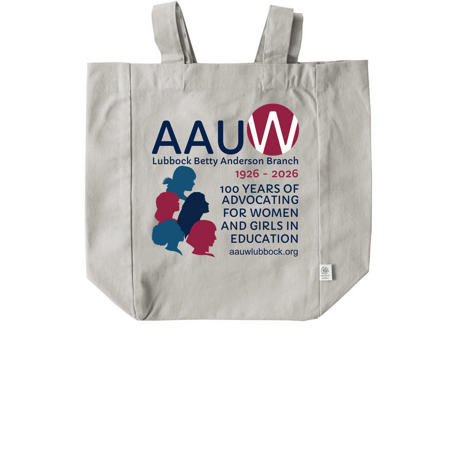 AAUW Lubbock Cotton Tote Bags, a Natural Recycled Cotton Tote Bag