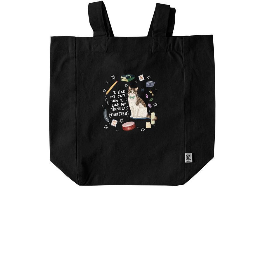 Thrifted Trinkets, a Black Recycled Cotton Tote Bag