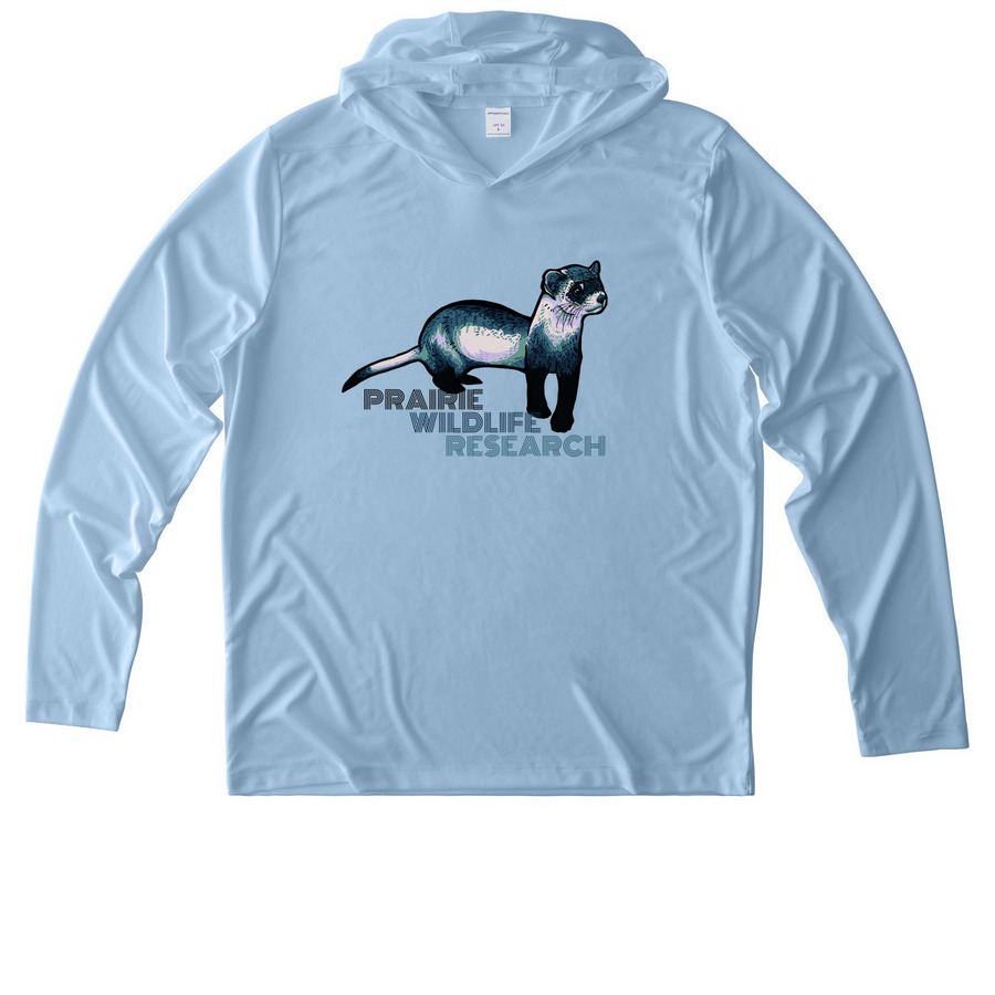 Black-footed Ferret Sun Hoodie, a Light Blue UV Performance Long Sleeve Hoodie