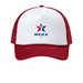 MEGA Caps, a White/ Rich Red Printed Foam Trucker Hat