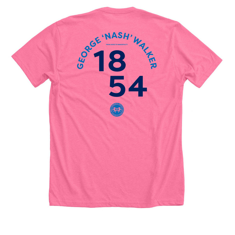 Lawrence United (Away) -&nbsp;George ?Nash? Walker, a Neon Pink Premium Unisex Tee (back-view)