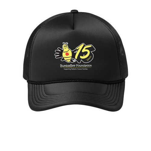 15 Year Hat&nbsp;, a Deep Black Printed Foam Trucker Hat