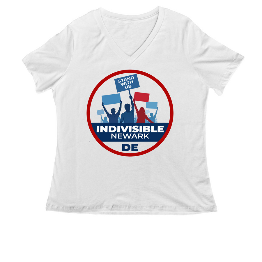 Indivisible Newark DE (light tees), a White Women's Relaxed V-Neck Tee