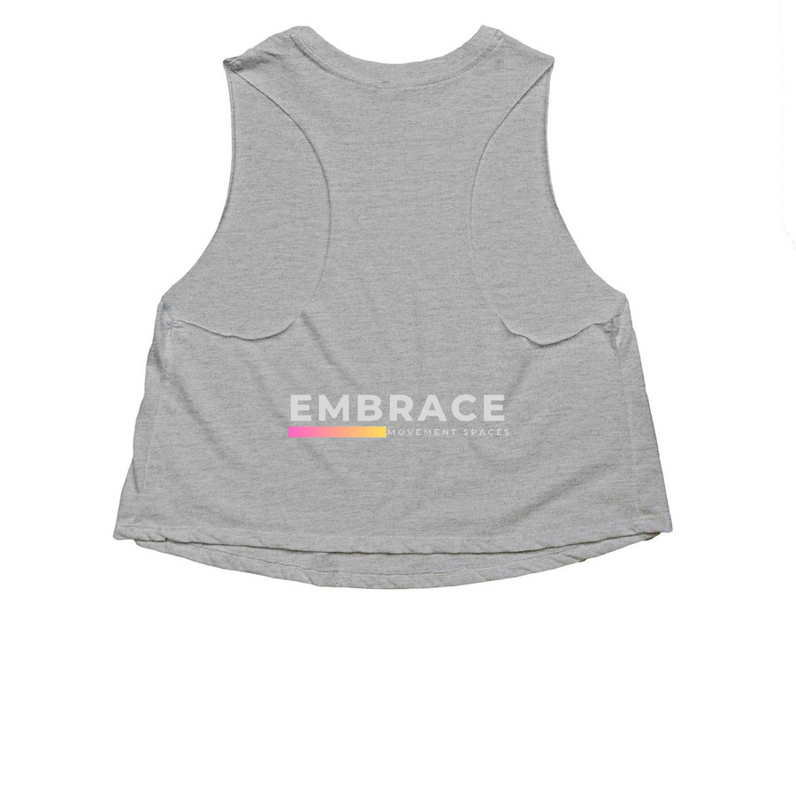 Strength is vital., a Athletic Heather Women's Cropped Racerback Tank (back-view)