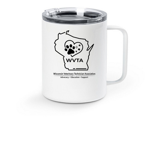 Coffee on the go, a White Stainless Steel Travel Mug