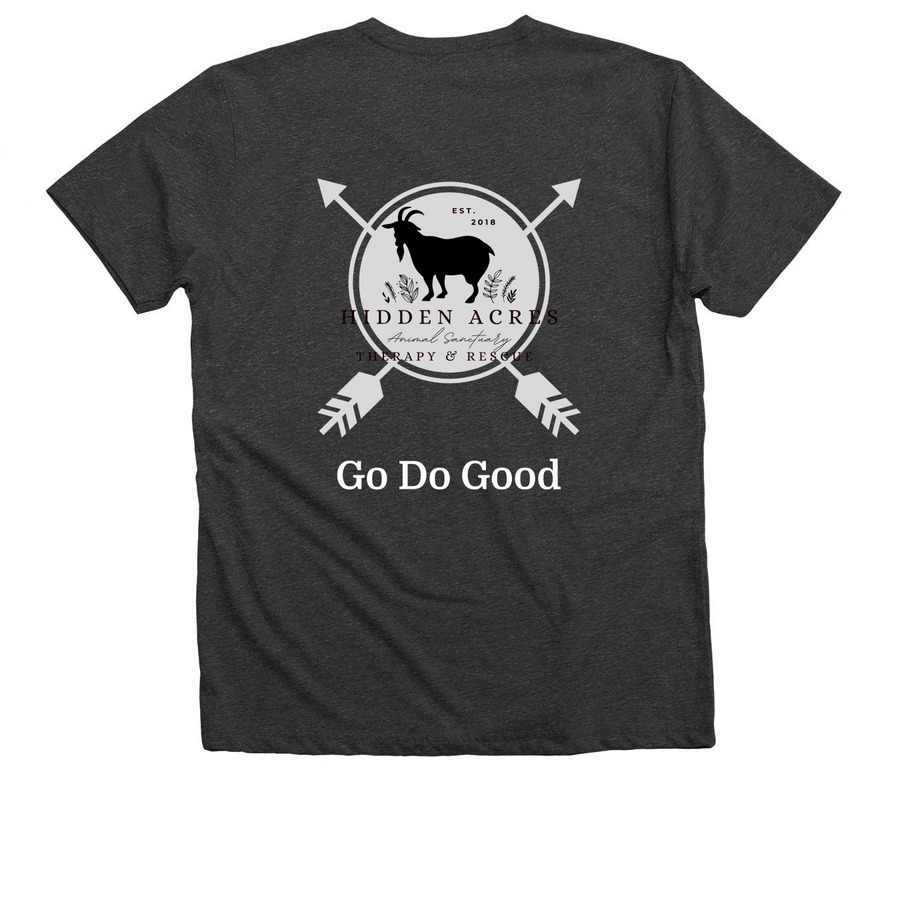 Rescue, Rehab, Repeat, a Dark Grey Heather Premium V-Neck Tee (back-view)