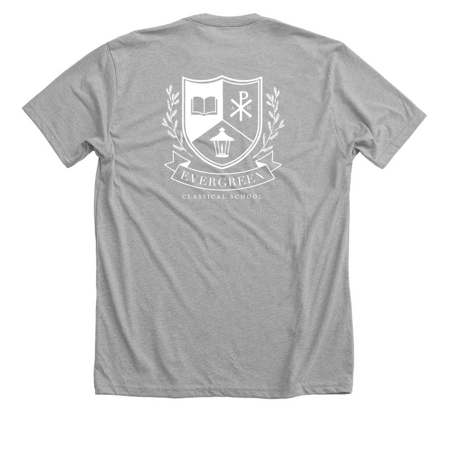 Evergreen Cross Country Fan Store, a Athletic Heather Premium Unisex Tee (back-view)