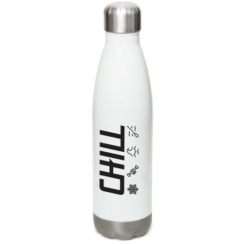 Chill Symbols Water Bottle, a White Stainless Steel Water Bottle
