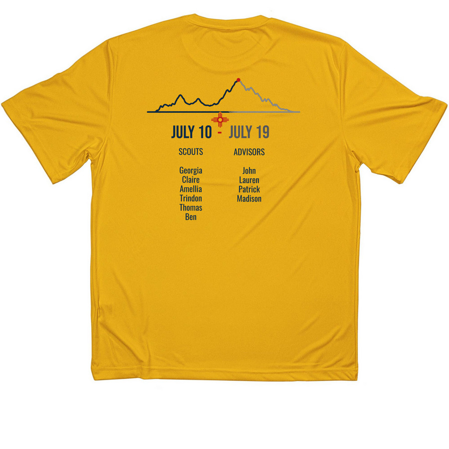 Crew 712-7C 2026 Performance Trek Shirt, a Gold Classic Performance Tee (back-view)