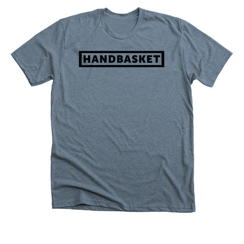 Handbasket Black Logo, a Heather Slate Premium Unisex Tee