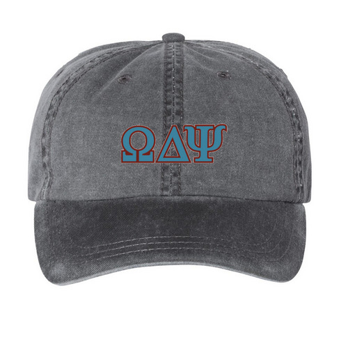 logo hat, a Black Printed Pigment Dye Baseball Cap