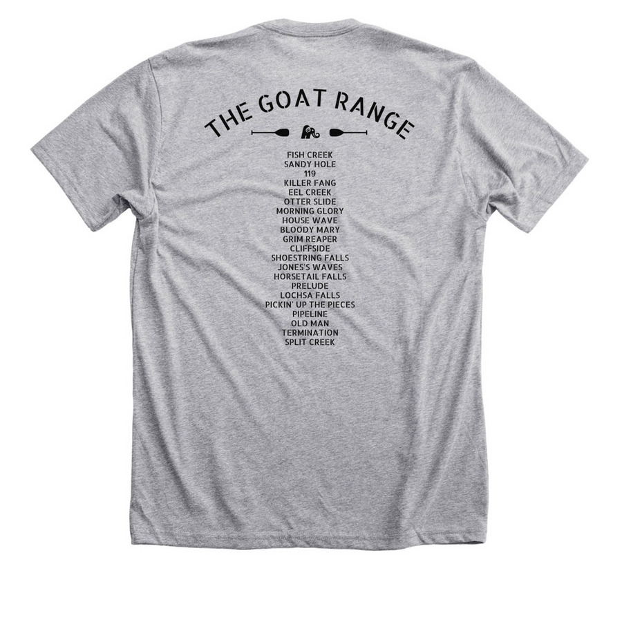 The Goat Range, a Athletic Heather Premium Unisex Tee (back-view)