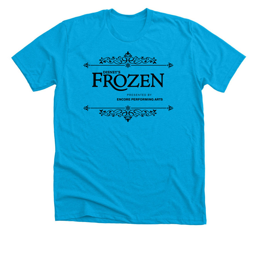 Disney's Frozen - Filigree - Black Font, a Neon Blue Premium Unisex Tee