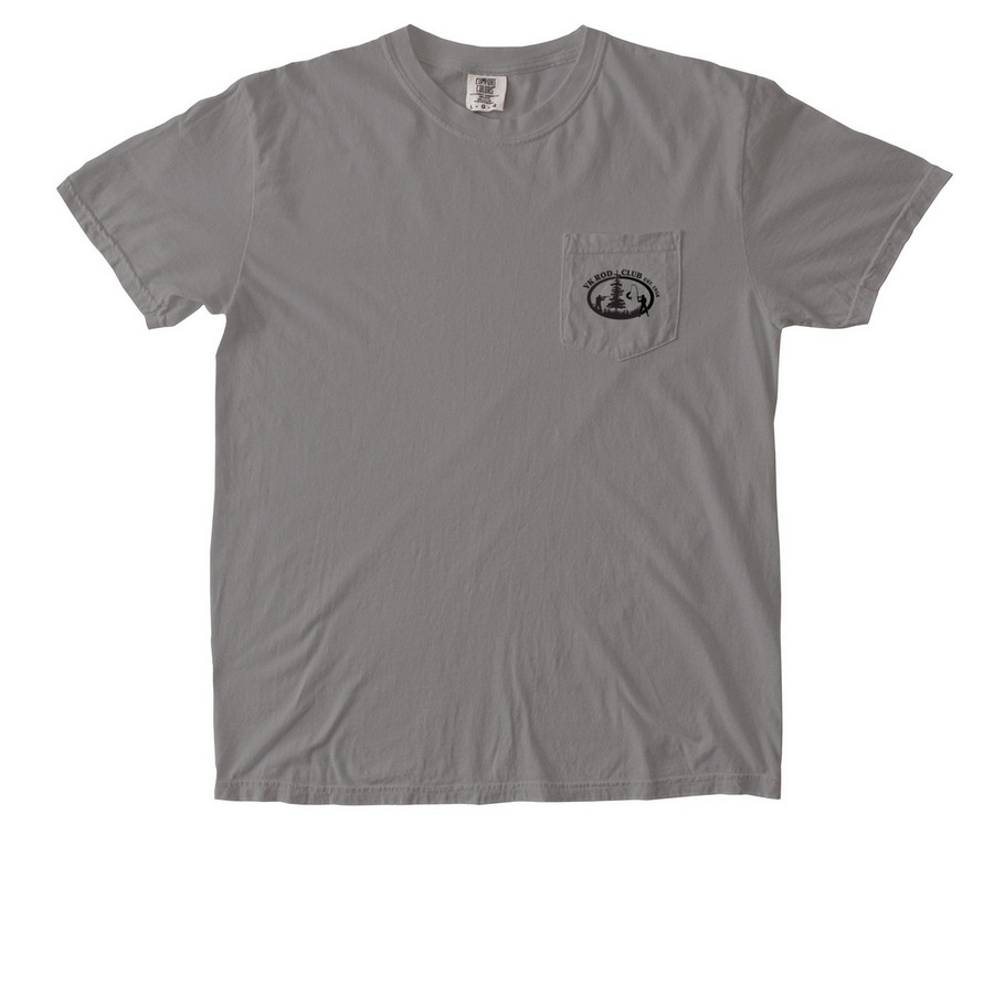 YK ROD CLUB, a Grey Comfort Colors Pocket Tee
