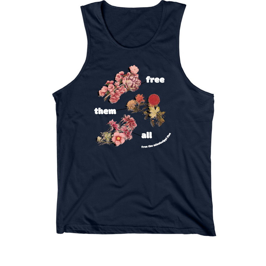 Free Them All (W), a Navy Premium Cotton Tank