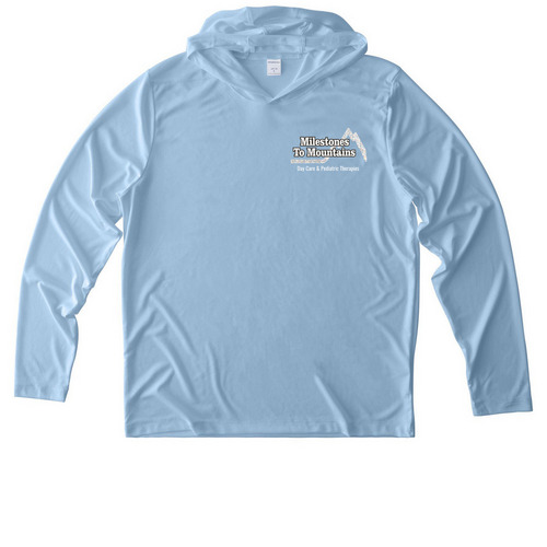 Milestones to Mountains Athletic Apparel, a Light Blue UV Performance Long Sleeve Hoodie