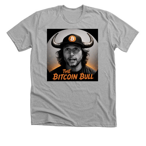 This is The Bitcoin Bull Store, a Athletic Heather Premium Unisex Tee