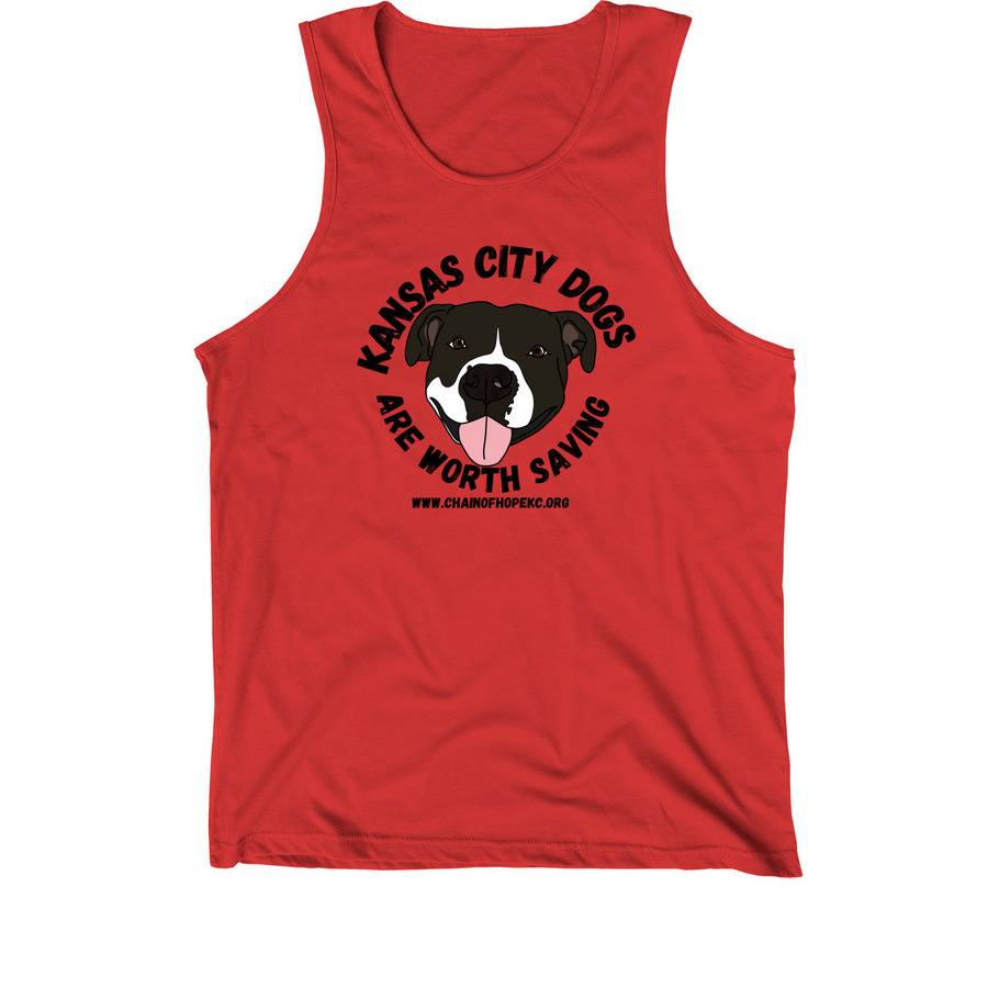 KC Dogs Are Worth Saving, a Red Premium Cotton Tank