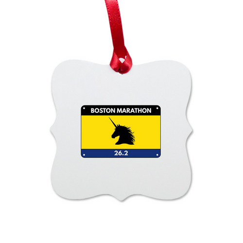 Boston Marathon non-year ornament, a White Aluminum Square Ornament