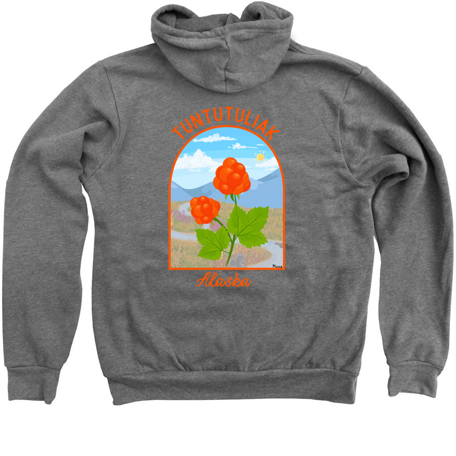 Qinarmiu Salmonberry&nbsp;, a Deep Heather Zip Up Hoodie (back-view)