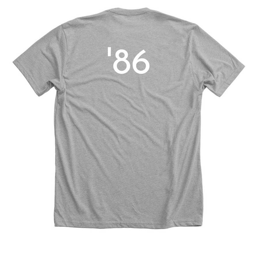 YSHS Class of '86 40th Reunion, a Athletic Heather Premium Unisex Tee (back-view)