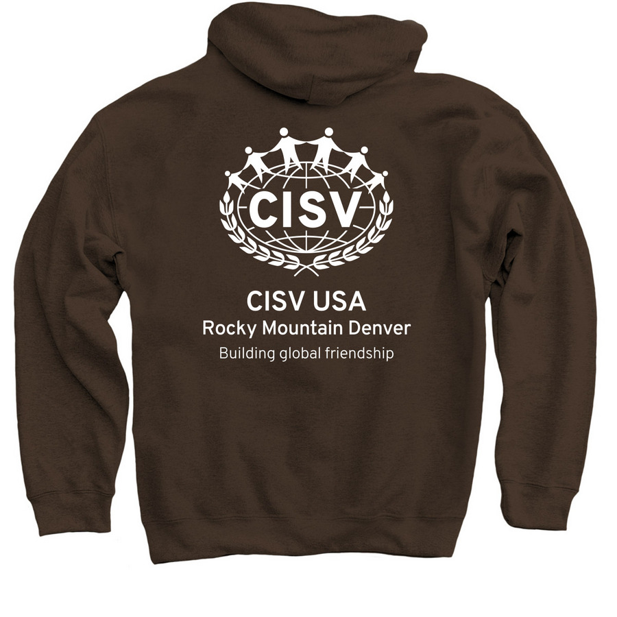 CISV RMD Sweatshirt, a Dark Chocolate Pullover Hoodie (back-view)