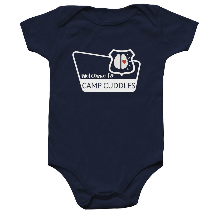 Camp Cuddles Infant Onesie, a Navy Infant Onesie
