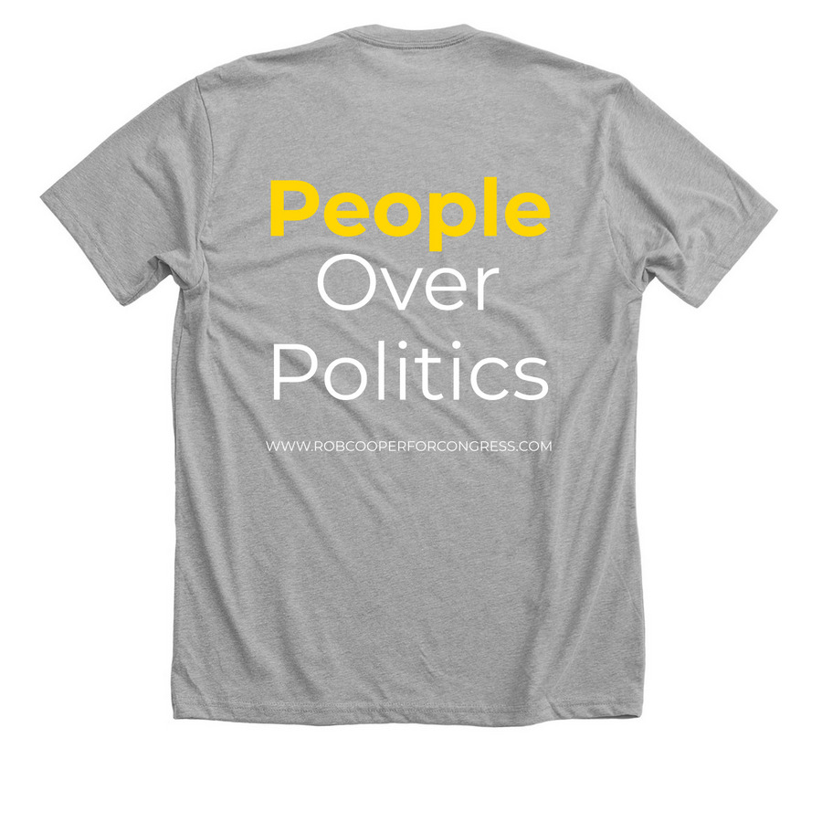 People Over Politics, a Athletic Heather Premium Unisex Tee (back-view)