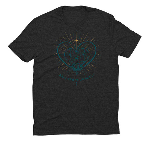 Recover Your Soul (Teal Logo), a Space Black Allmade Eco Triblend Unisex Tee